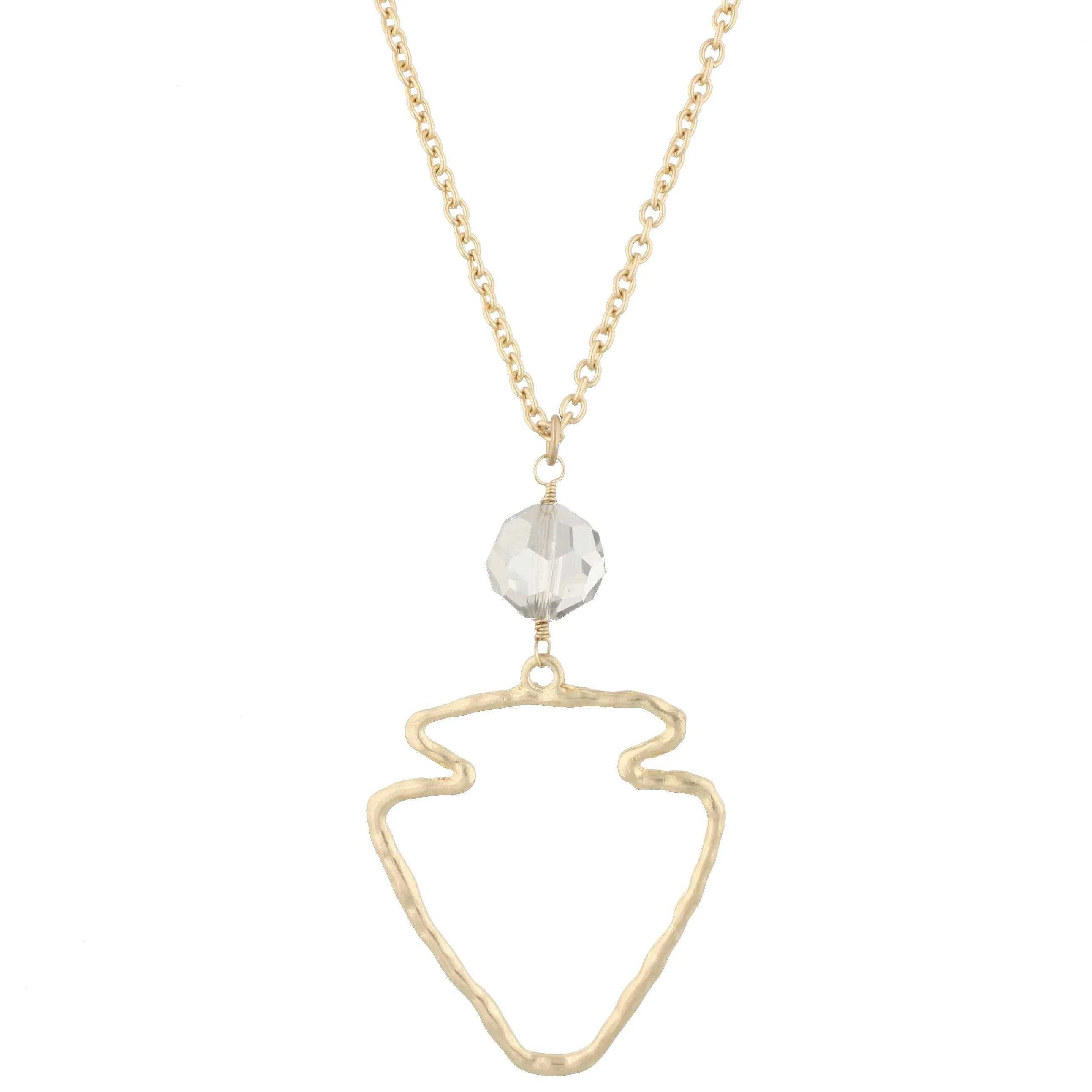 30" Gold Open Arrowhead Pendant with Black Diamond Bead, 3" Ext. sold by Charming Charlie