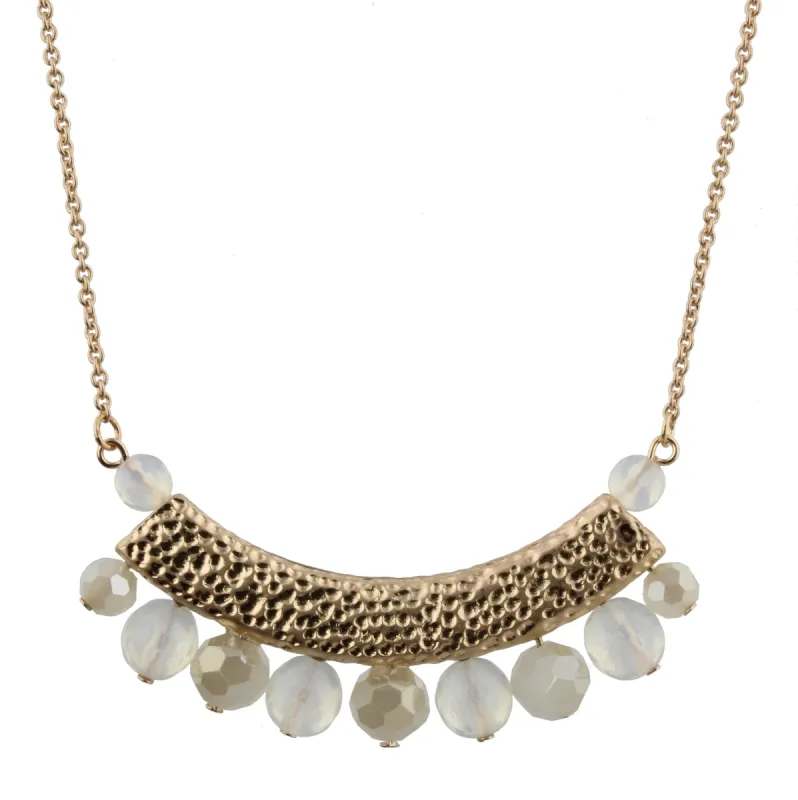 30" Opal/Champagne Beaded Bib Necklace, 3" Ext. sold by Charming Charlie