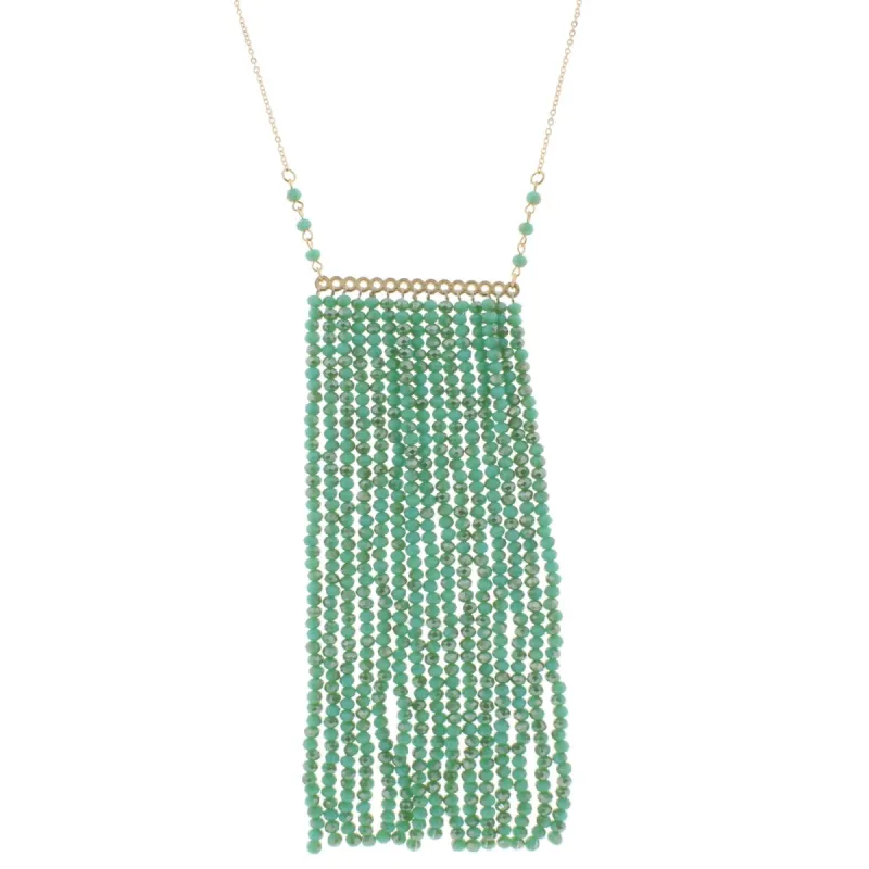 32" Julep Necklace with 5" Beaded Tassel Bar, 3" Ext. sold by Charming Charlie