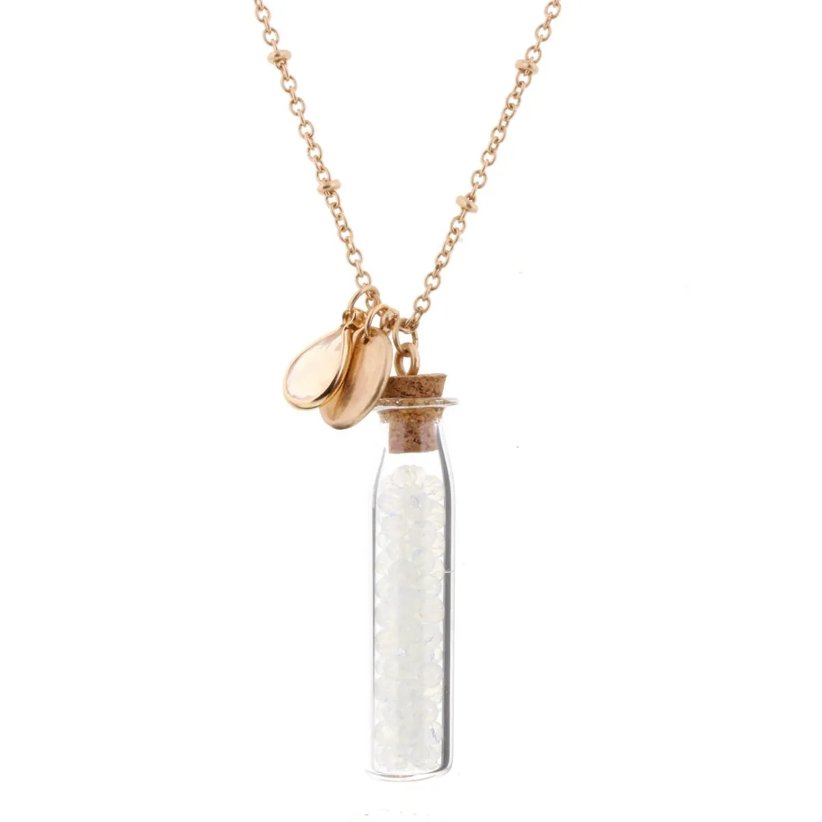 30" Necklace with Crystal Bead Filled Bottle, 3" Ext. sold by Charming Charlie