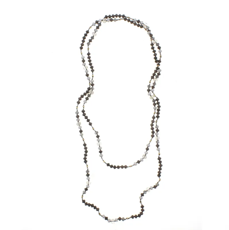 80" Slate & Grey Patterned Handknotted Wrap Necklace sold by Charming Charlie