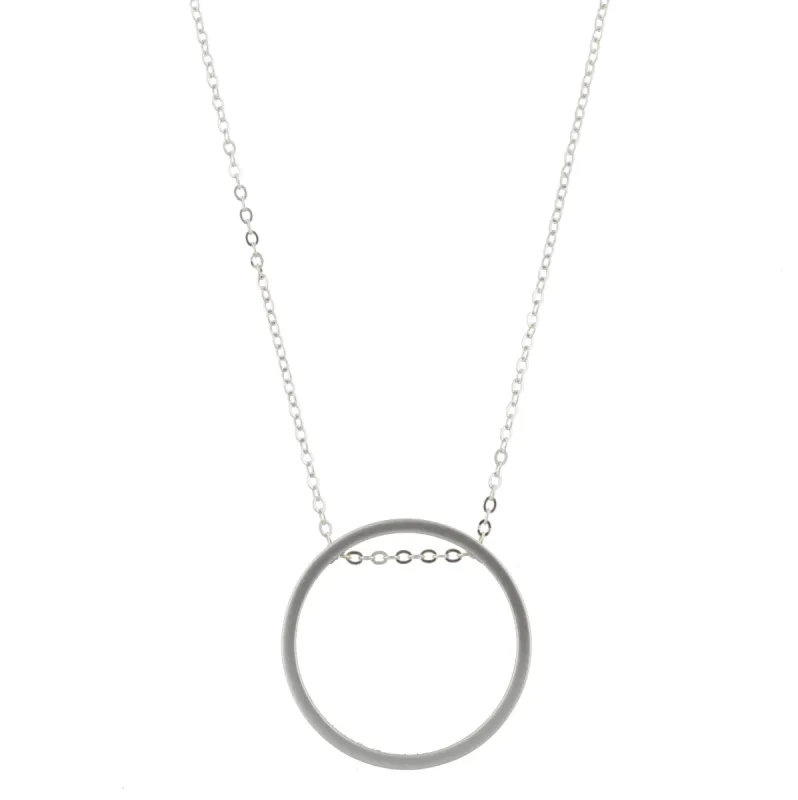 30" Silver Chain Necklace with Silver Circle, 3" Ext. sold by Charming Charlie