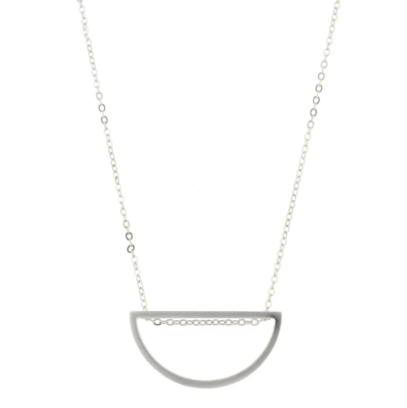 30" Silver Chain Necklace with Silver Half Circle, 3" Ext. sold by Charming Charlie
