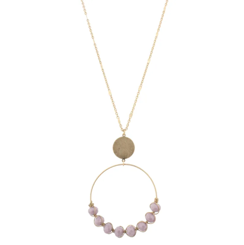 32" Gold Chain Necklace with Gold Wire Wrapped Purple Beaded Circle, 3" Ext. sold by Charming Charlie
