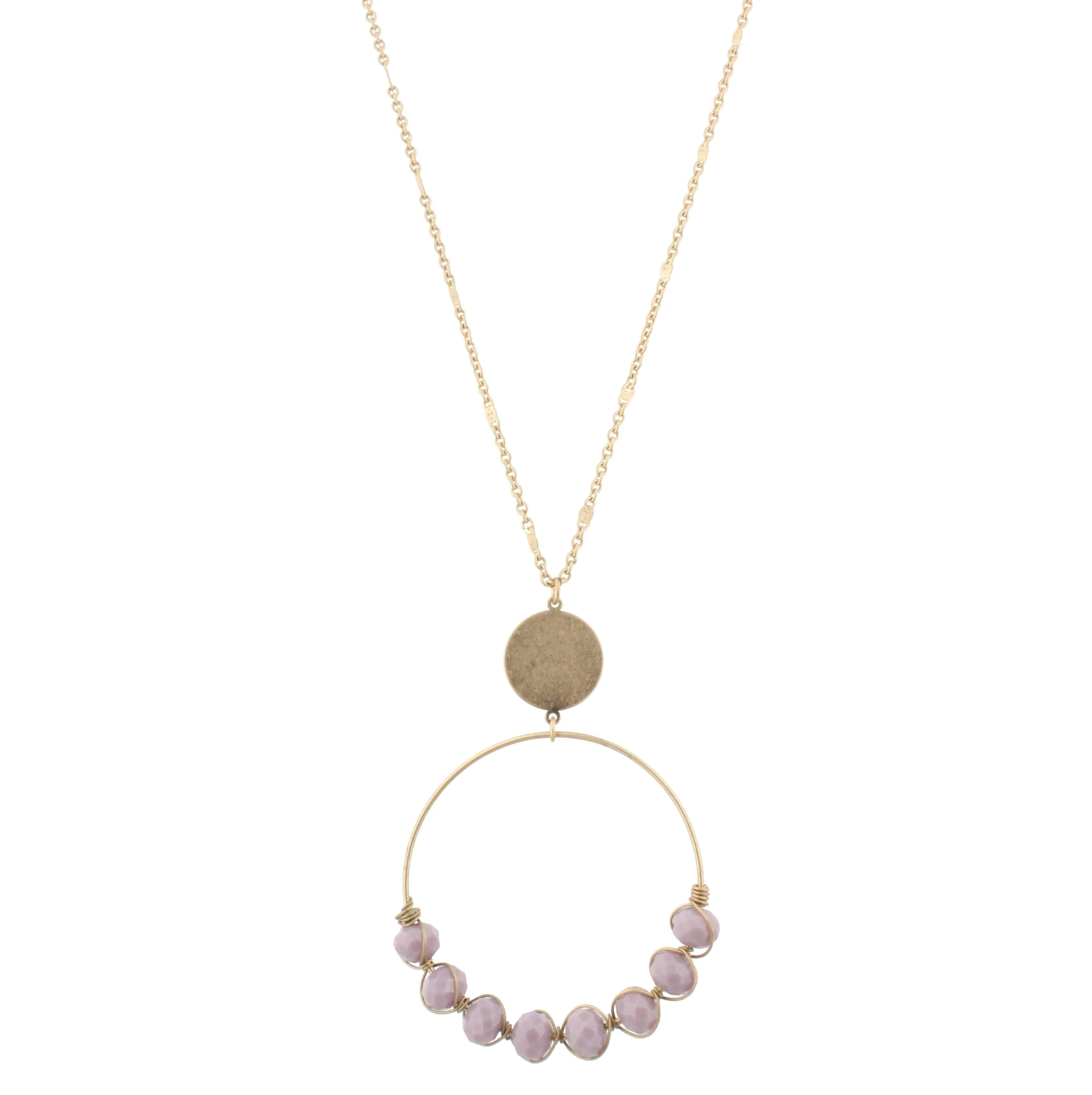 32" Gold Chain Necklace with Gold Wire Wrapped Purple Beaded Circle, 3" Ext. sold by Charming Charlie