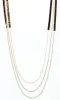 38" 3 Layer Hand Painted Gold Fleck Leather Necklace with Moonstone Beaded Strands, 3" Ext. sold by Charming Charlie