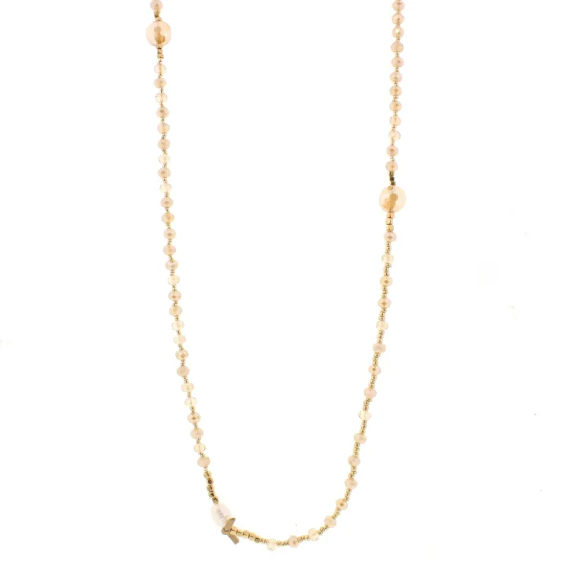40" Champagne and Pearl Mixed Beaded Necklace sold by Charming Charlie
