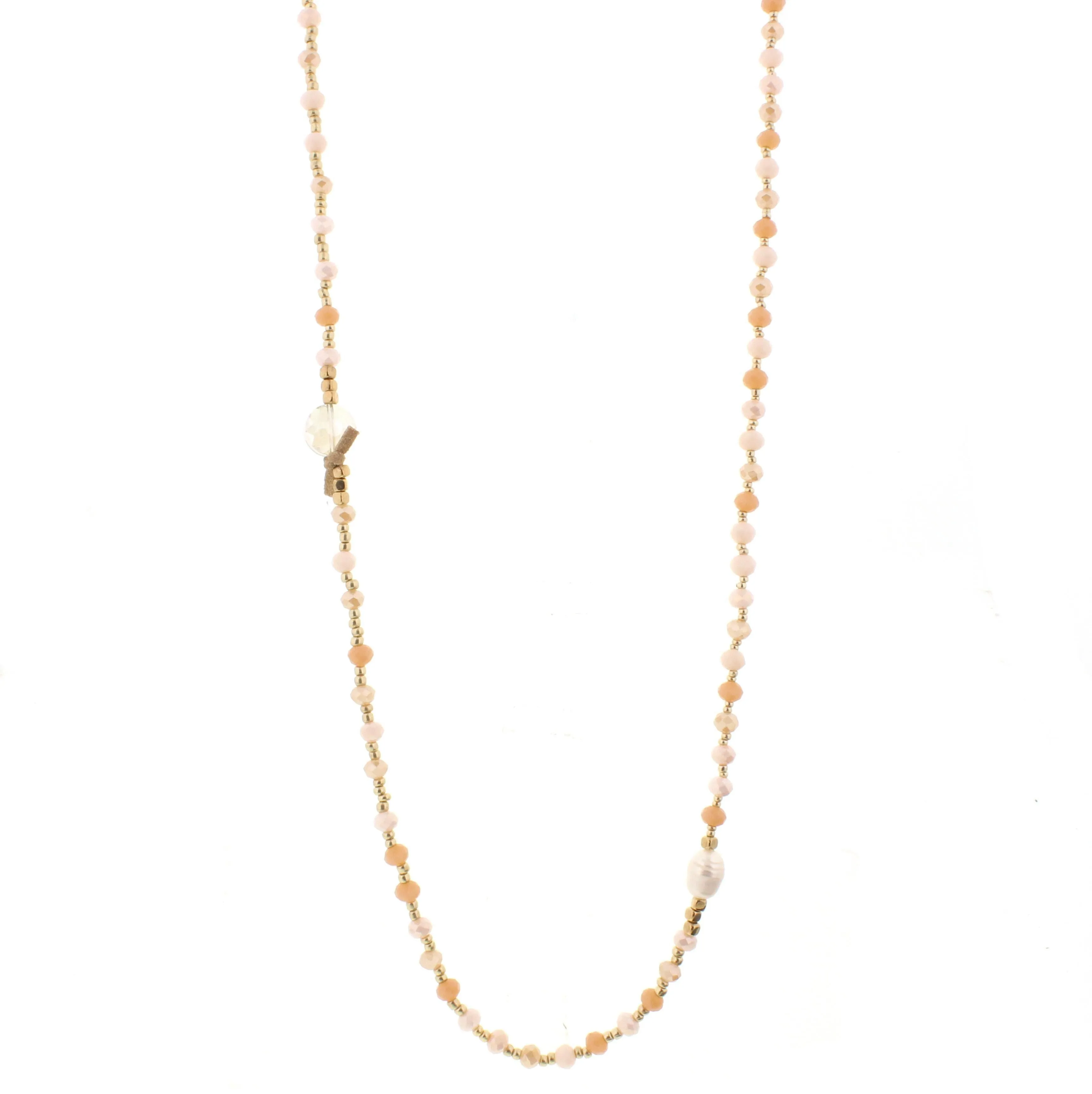 40" Champagne, Cream and Gold Mixed Beaded Necklace sold by Charming Charlie