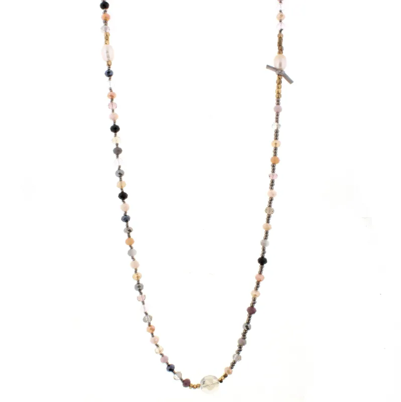 40" Champagne, Purple, Black Diamond, Cream and Jet Mixed Beaded Necklace sold by Charming Charlie