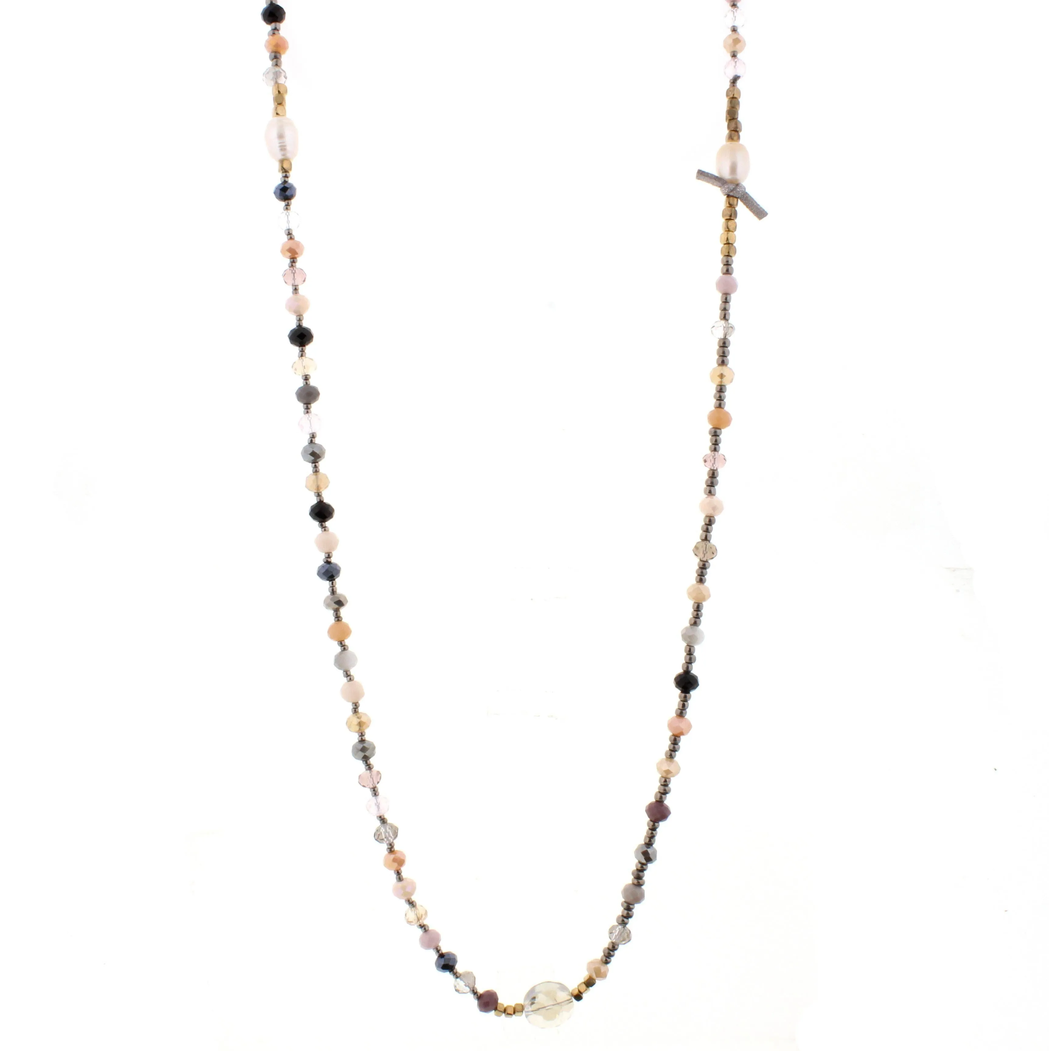 40" Champagne, Purple, Black Diamond, Cream and Jet Mixed Beaded Necklace sold by Charming Charlie