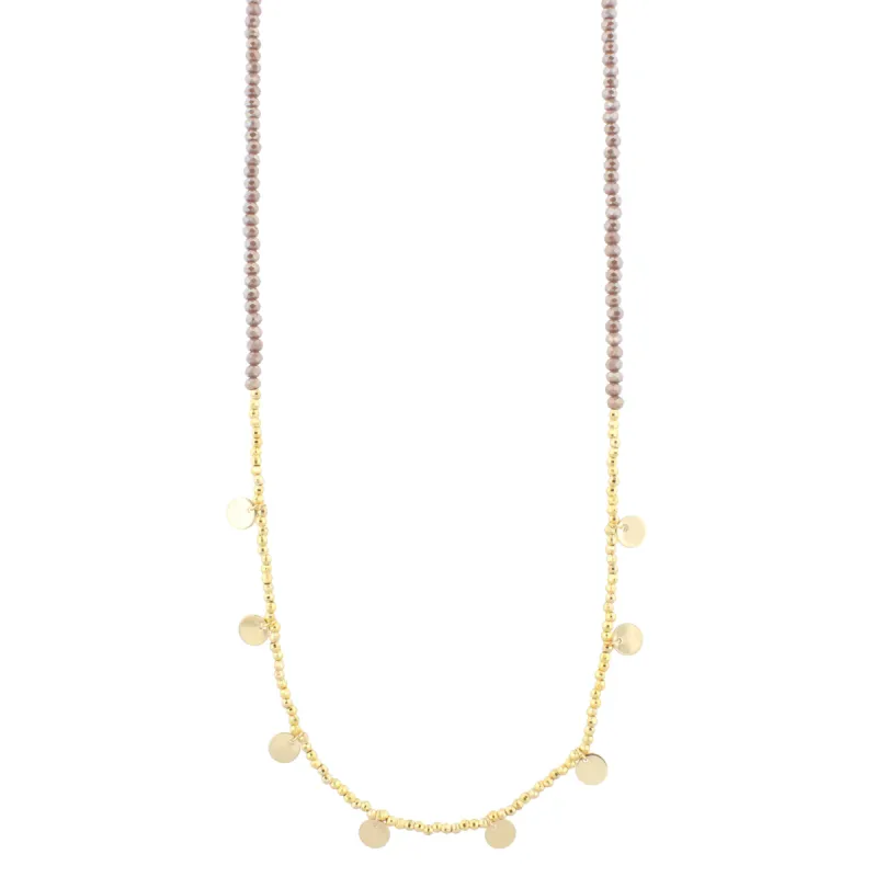 30" Frosted Grape Beaded Necklace with Gold Beads & Disks, 3" Ext. sold by Charming Charlie