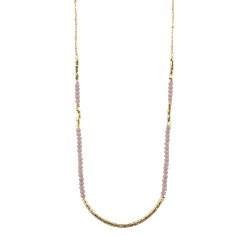 30" Lavender Beaded Necklace with Gold Curved Bar, 3" Ext, sold by Charming Charlie