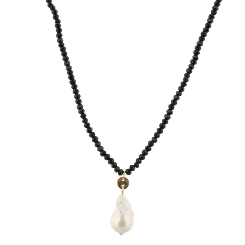 32" Jet Beaded Necklace with Baroque Pearl, 3" Ext. sold by Charming Charlie