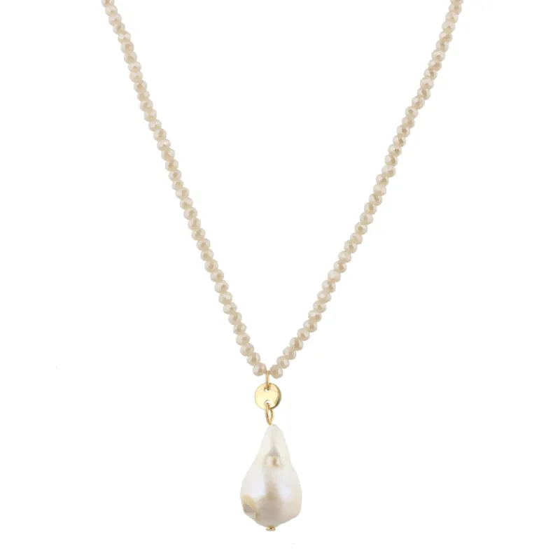 32" Nude Beaded Necklace with Baroque Pearl, 3" Ext. sold by Charming Charlie