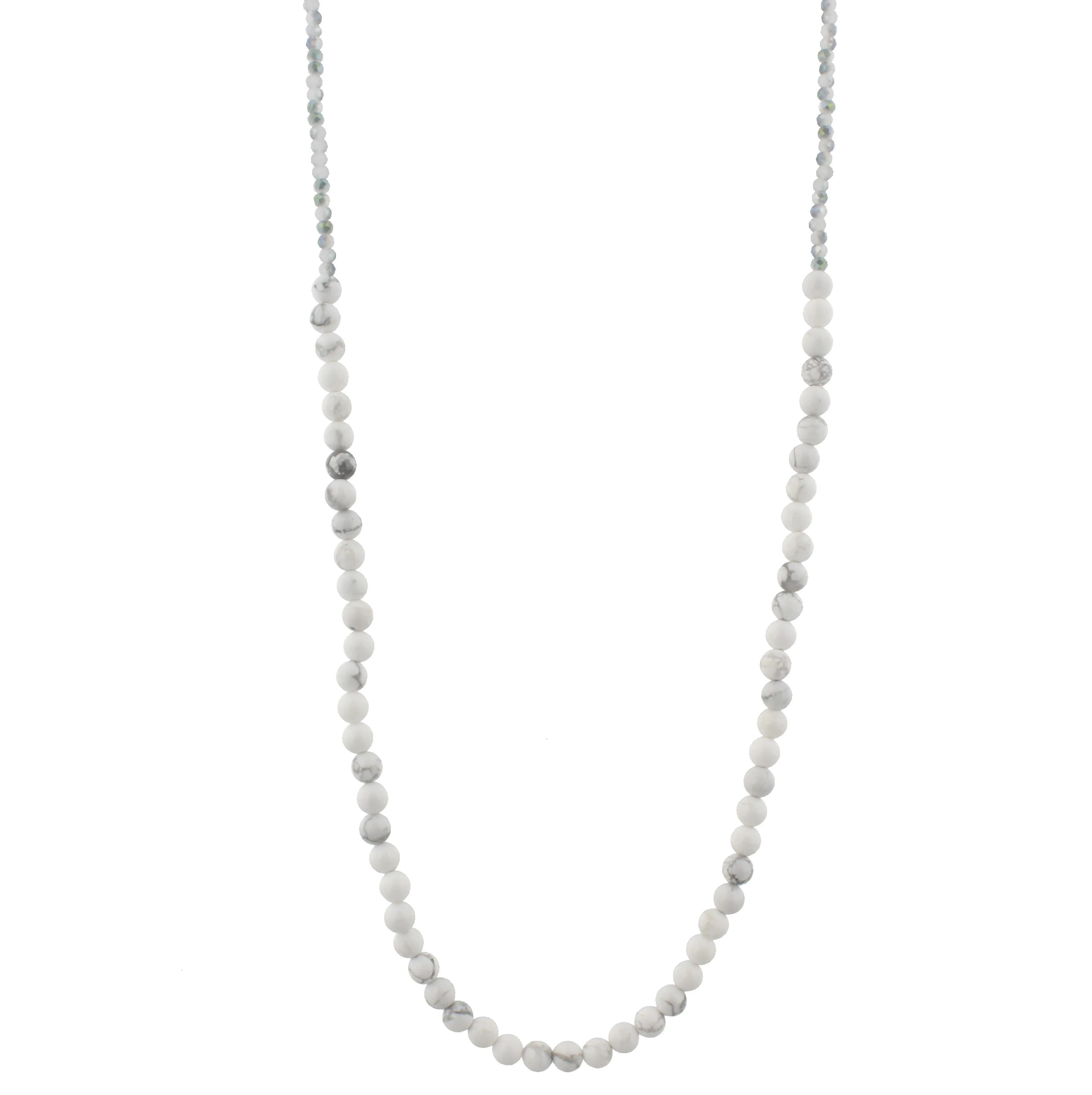 32" Howlite Stone Beaded Necklace with 2-Tone Grey and White Beads, 3" Ext. sold by Charming Charlie