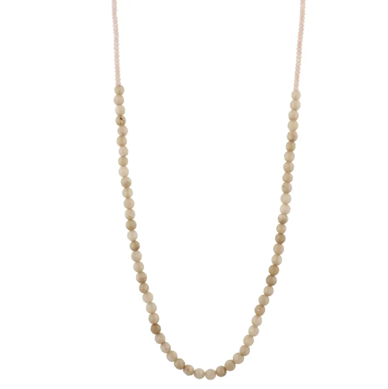 32" Natural Jade Stone Beaded Necklace with Pale Blush Beads, 3" Ext. sold by Charming Charlie