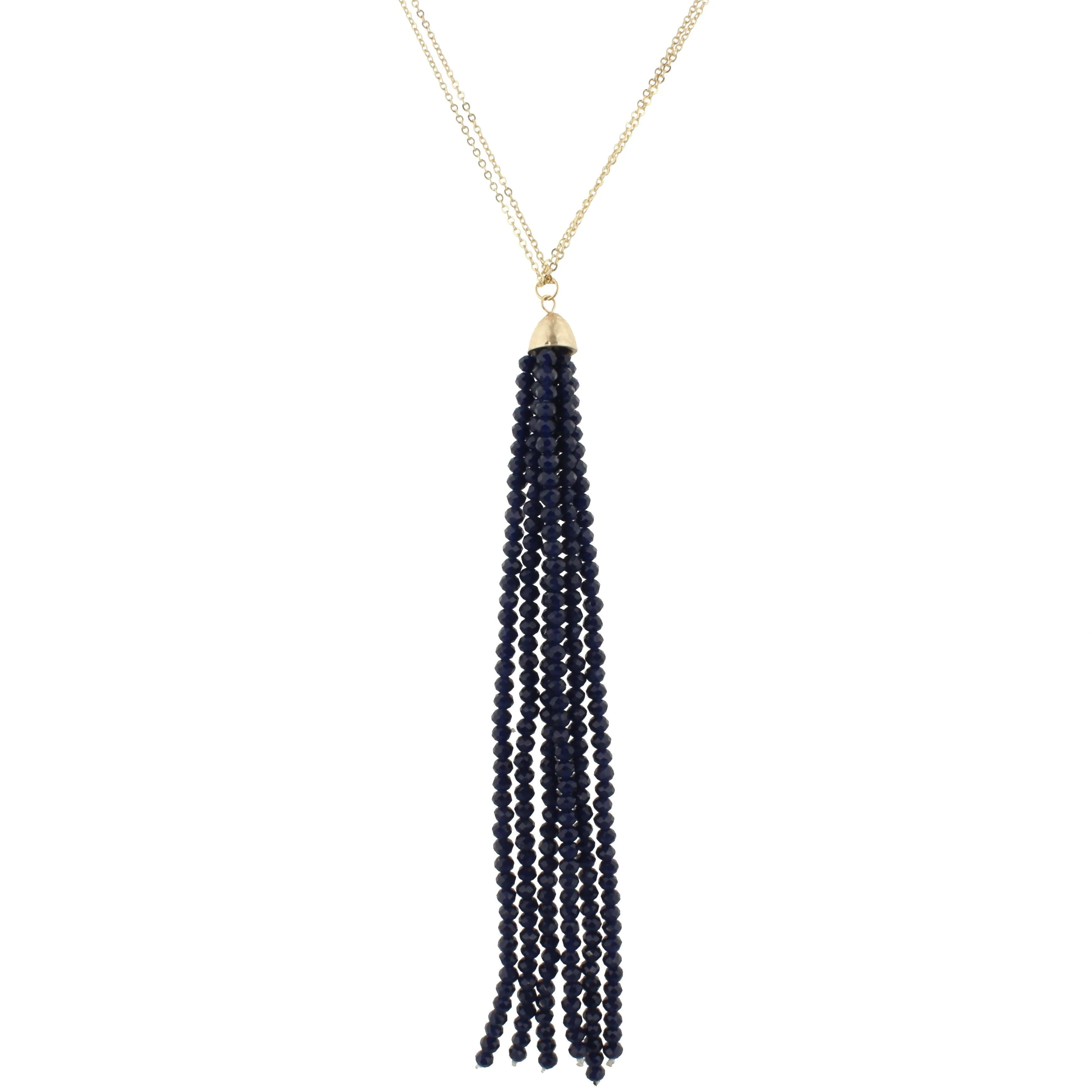 32" Gold Chain Necklace with Navy 6.5" Beaded Tassel, 3" Ext. sold by Charming Charlie