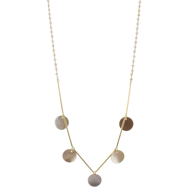 30" Delicate Natural Beaded Necklace with Shell Accents, 3" Ext. sold by Charming Charlie