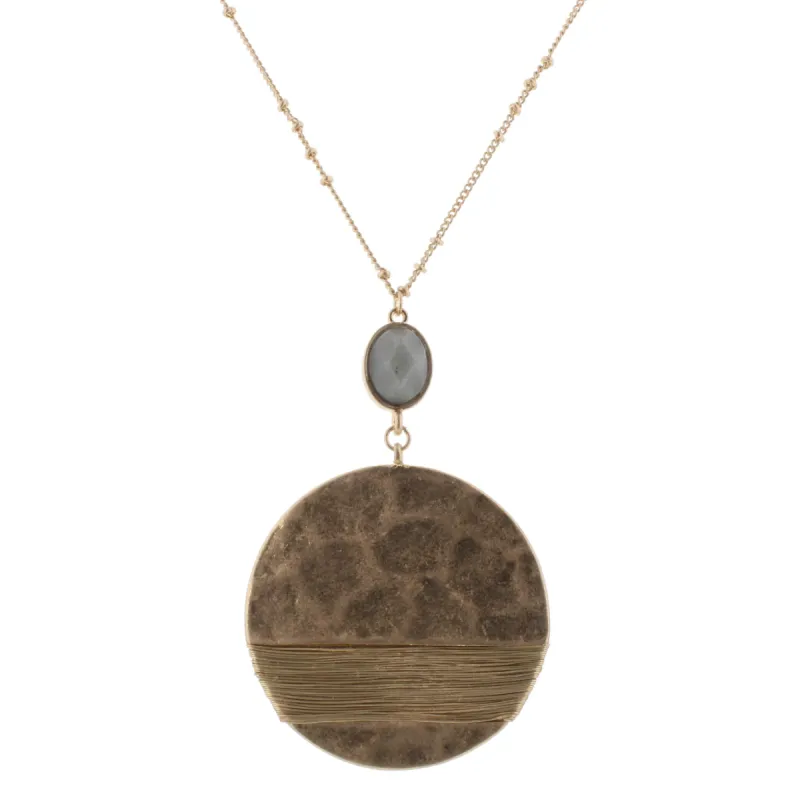 32" Circle Necklace with Grey Stone, 3" Ext. sold by Charming Charlie