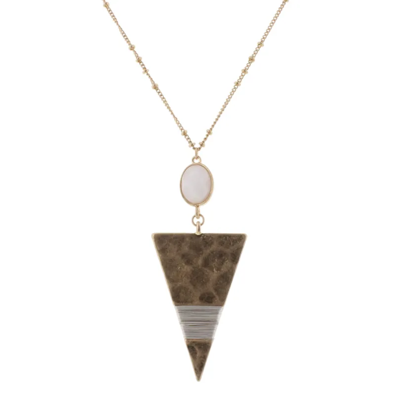 32" Triangle Necklace with Ivory Stone, 3" Ext. sold by Charming Charlie