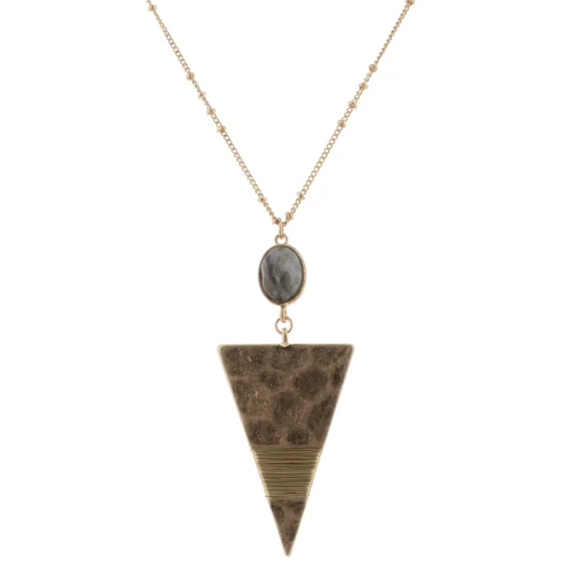 32" Triangle Necklace with Labrodite Stone, 3" Ext, sold by Charming Charlie