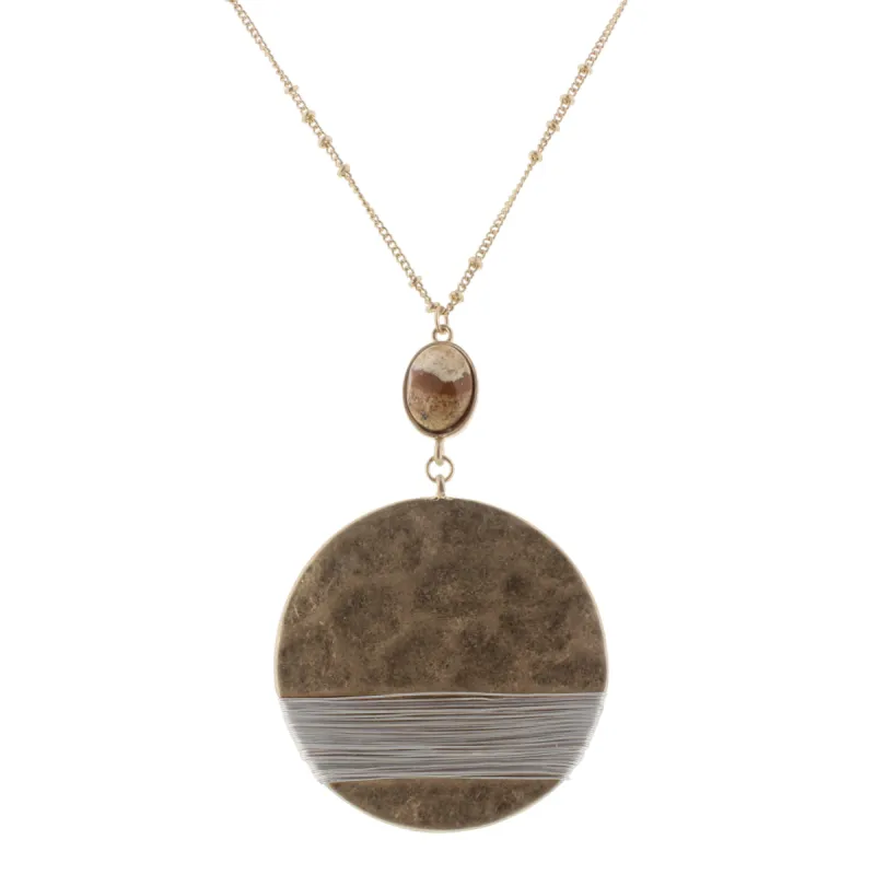 32" Circle Necklace with Picture Jasper Stone, 3" Ext. sold by Charming Charlie