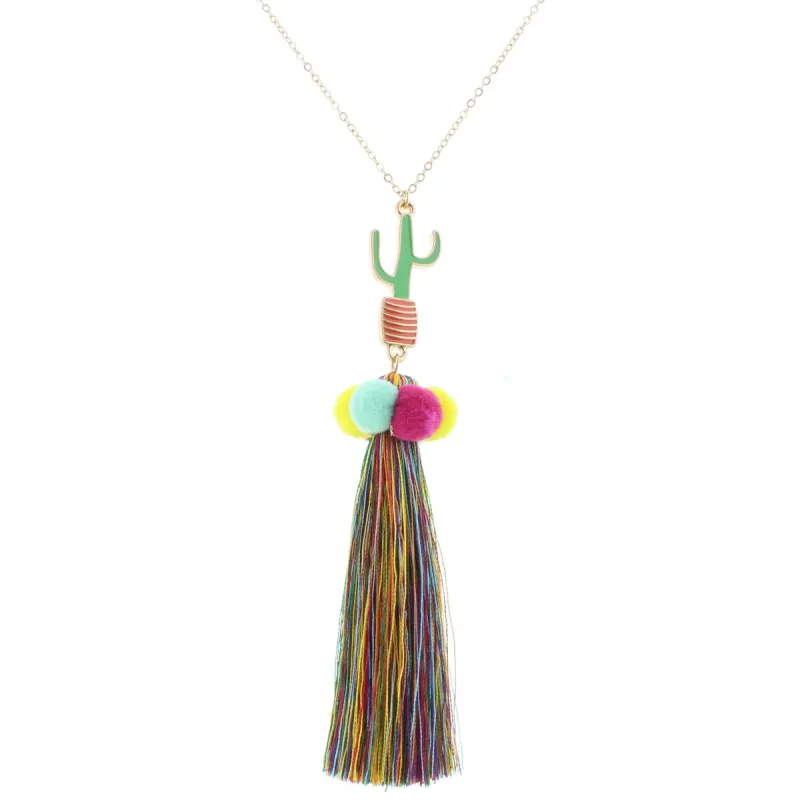 32" Cactus Necklace With Multi Tassels, 3" Ext. sold by Charming Charlie