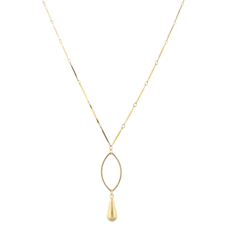 32" Gold Bar Link Chain Necklace with Gold Pointed Oval & Gold Weight, 3" Ext. sold by Charming Charlie