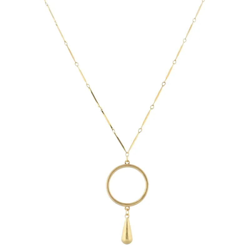 32" Gold Bar Link Chain Necklace with Gold Circle & Gold Weight, 3" Ext. sold by Charming Charlie