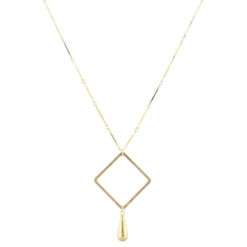 32" Gold Bar Link Chain Necklace with Gold Square & Gold Weight, 3" Ext. sold by Charming Charlie