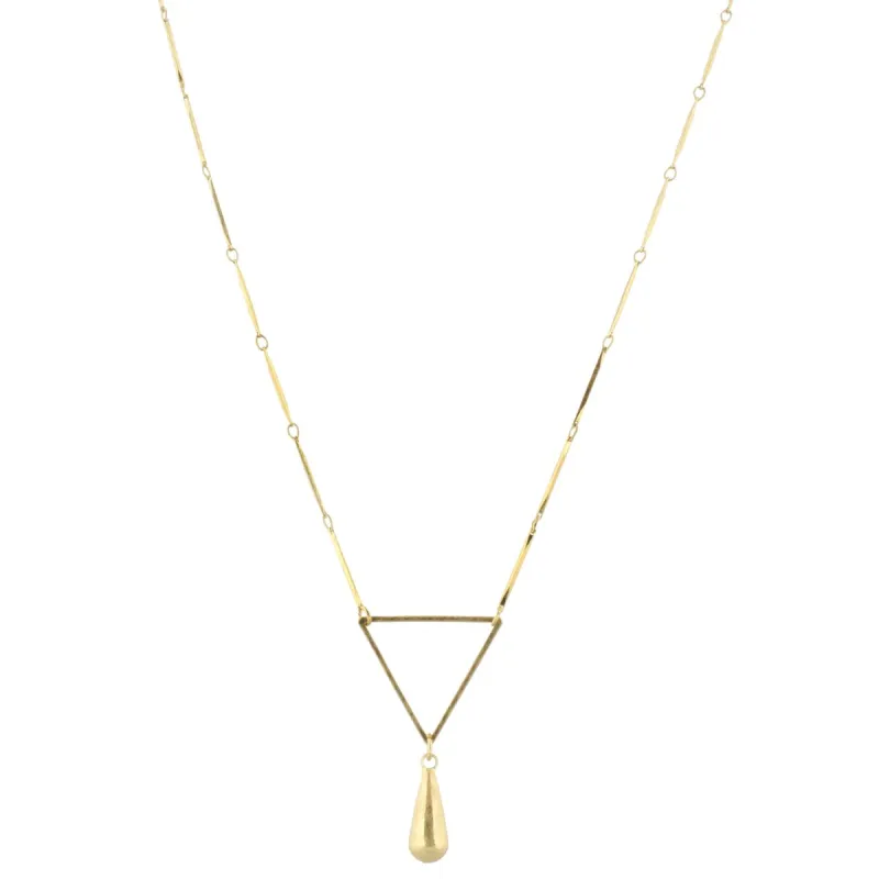 32" Gold Bar Link Chain Necklace with Gold Triangle & Gold Weight, 3" Ext. sold by Charming Charlie