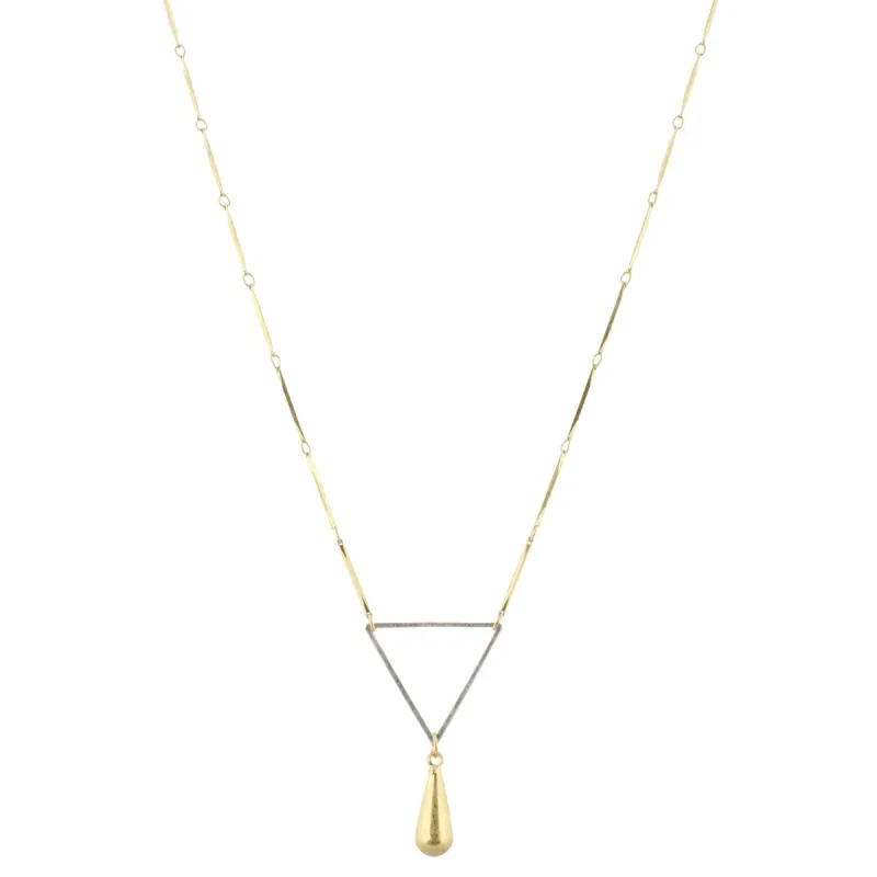 32" Gold Bar Link Chain Necklace with SIlver Triangle & Gold Weight, 3" Ext. sold by Charming Charlie
