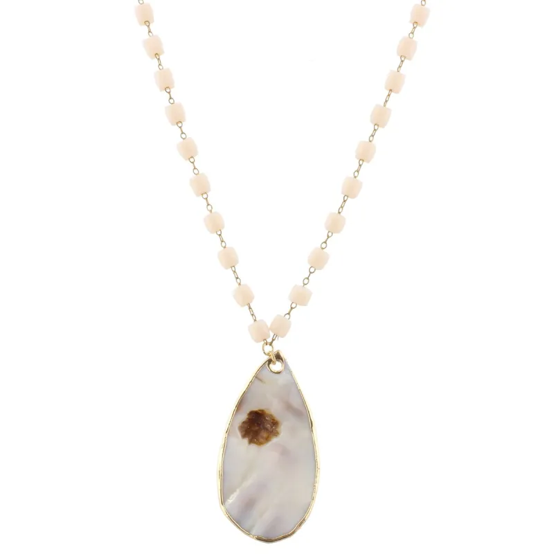 32" Blush Cube Linked with Teardrop Shell Necklace, 3" Ext. sold by Charming Charlie