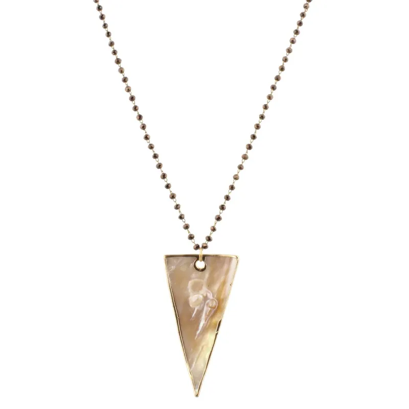 32" Delicate Chocolate Linked Necklace with Shell Triangle, 3" Ext. sold by Charming Charlie