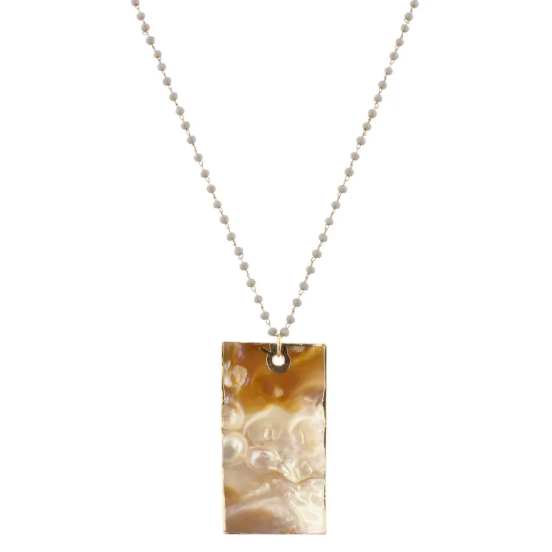 32" Delicate Grey Linked Necklace with Shell Rectangle, 3" Ext. sold by Charming Charlie