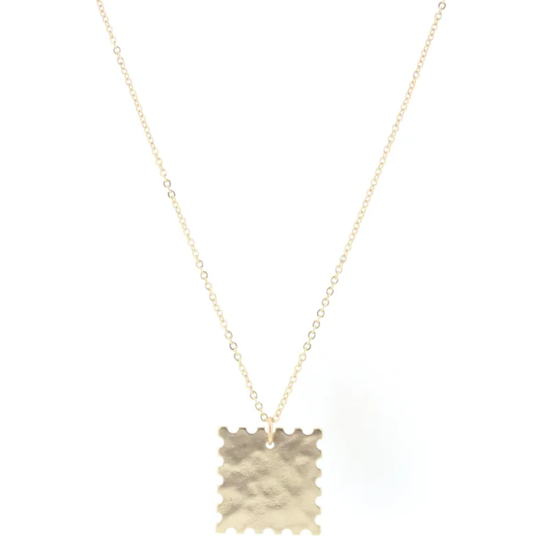 28" Gold Chain Necklace with Scalloped Edge Gold Square sold by Charming Charlie