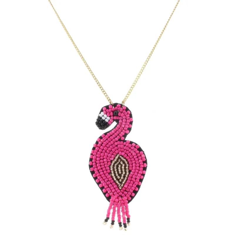 24" Gold Chain Necklace with Beaded Flamingo, 3" Ext. sold by Charming Charlie