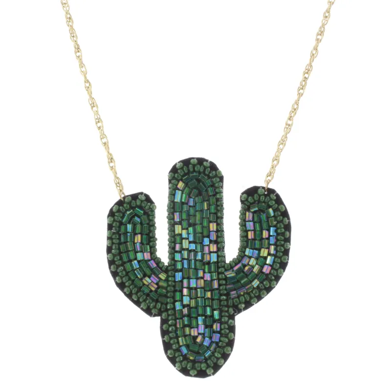 24" Gold Chain Necklace with Beaded Cactus, 3" Ext. sold by Charming Charlie