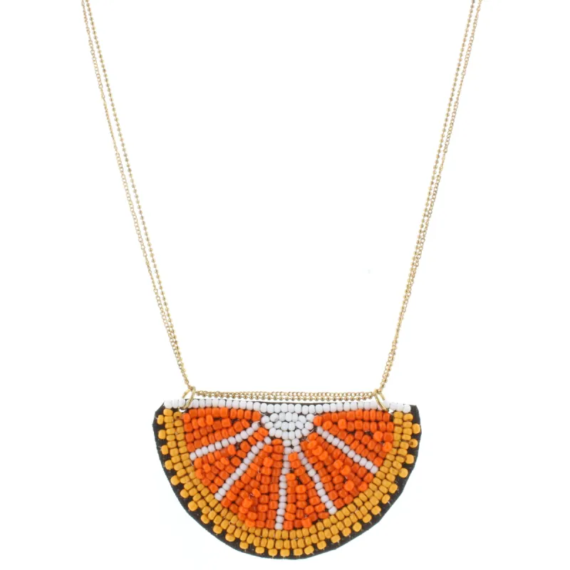 24" Gold Chain Necklace with Beaded Orange Slice, 3" Ext. sold by Charming Charlie