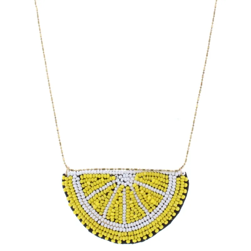 24" Gold Chain Necklace with Beraded Lemon Slice, 3" Ext. sold by Charming Charlie