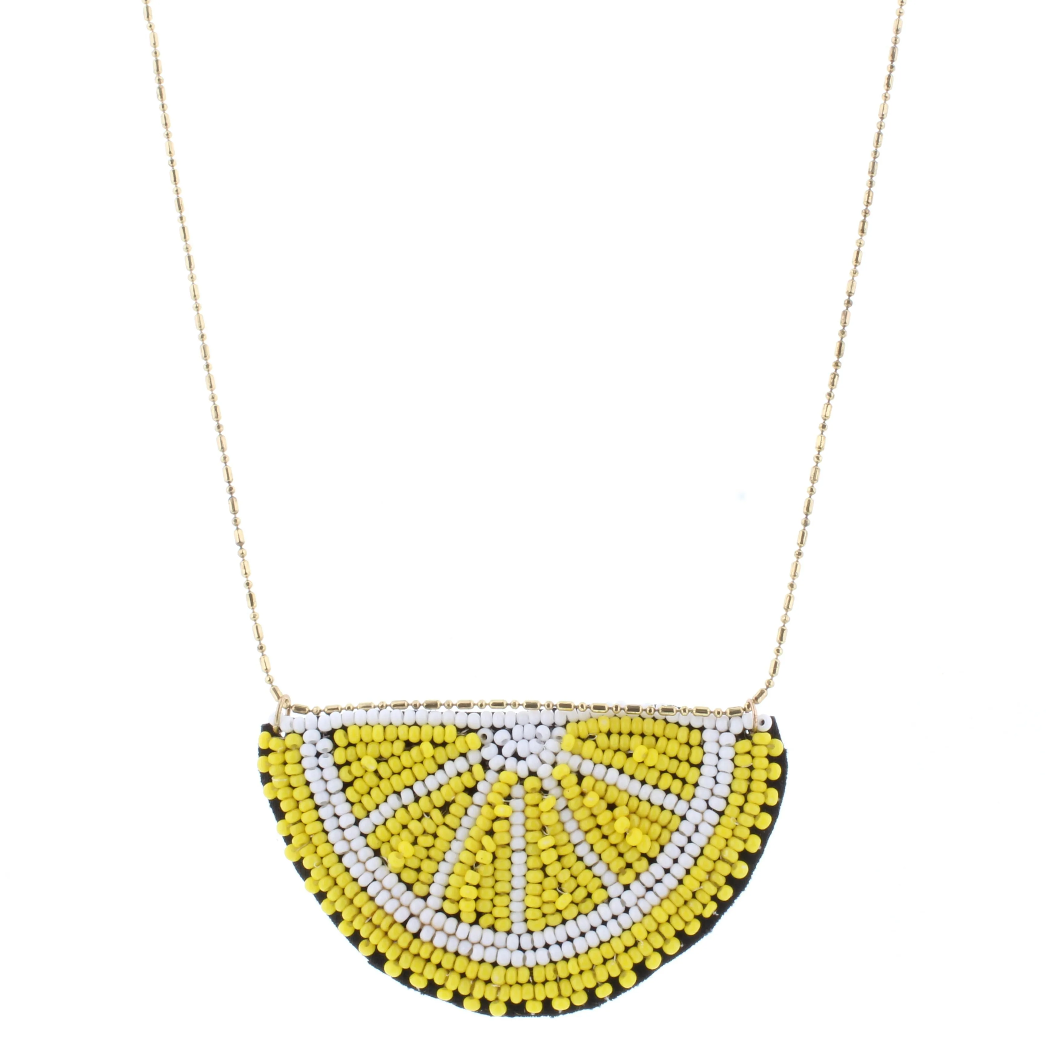 24" Gold Chain Necklace with Beraded Lemon Slice, 3" Ext. sold by Charming Charlie