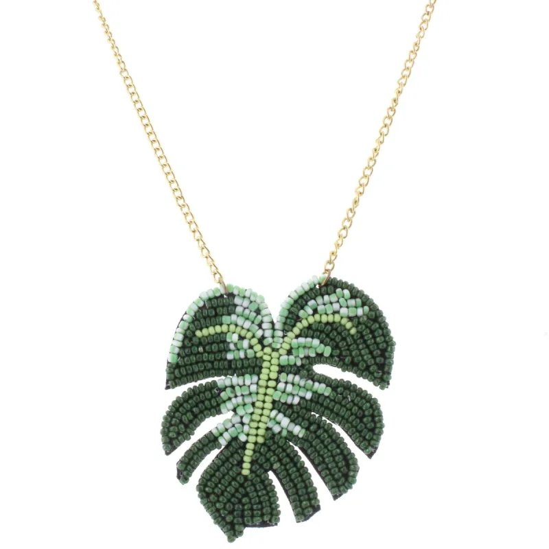24" Gold Chain Necklace with Beaded Palm Leaf, 3" Ext. sold by Charming Charlie