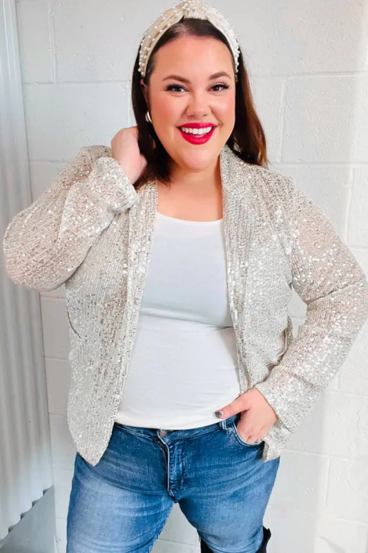 Be Your Own Star Silver Sequin Open Blazer sold by Charming Charlie
