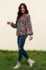 Tie Neck Heathered Balloon Sleeve Blouse sold by Charming Charlie