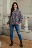 Tie Neck Heathered Balloon Sleeve Blouse sold by Charming Charlie