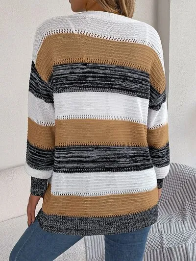 Openwork Striped Open Front Cardigan sold by Charming Charlie product image thumbnail 2