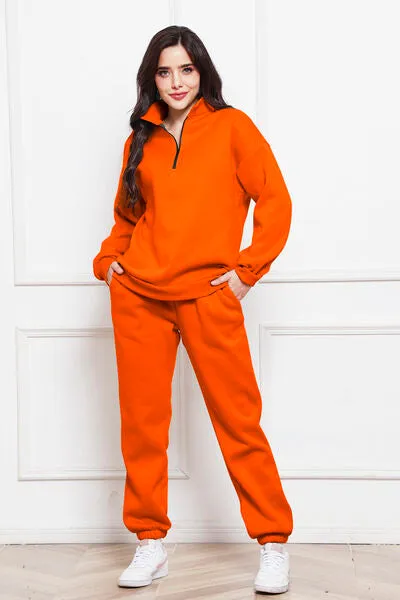 Half Zip Long Sleeve Sweatshirt and Pants Set sold by Charming Charlie