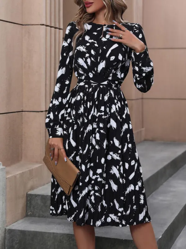 Printed Tie Back Long Sleeve Dress sold by Charming Charlie
