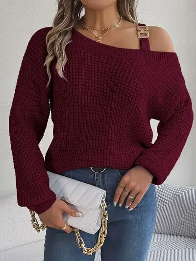 Asymmetrical Neck Long Sleeve Sweater sold by Charming Charlie