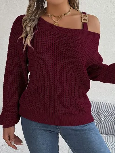 Asymmetrical Neck Long Sleeve Sweater sold by Charming Charlie product image thumbnail 3